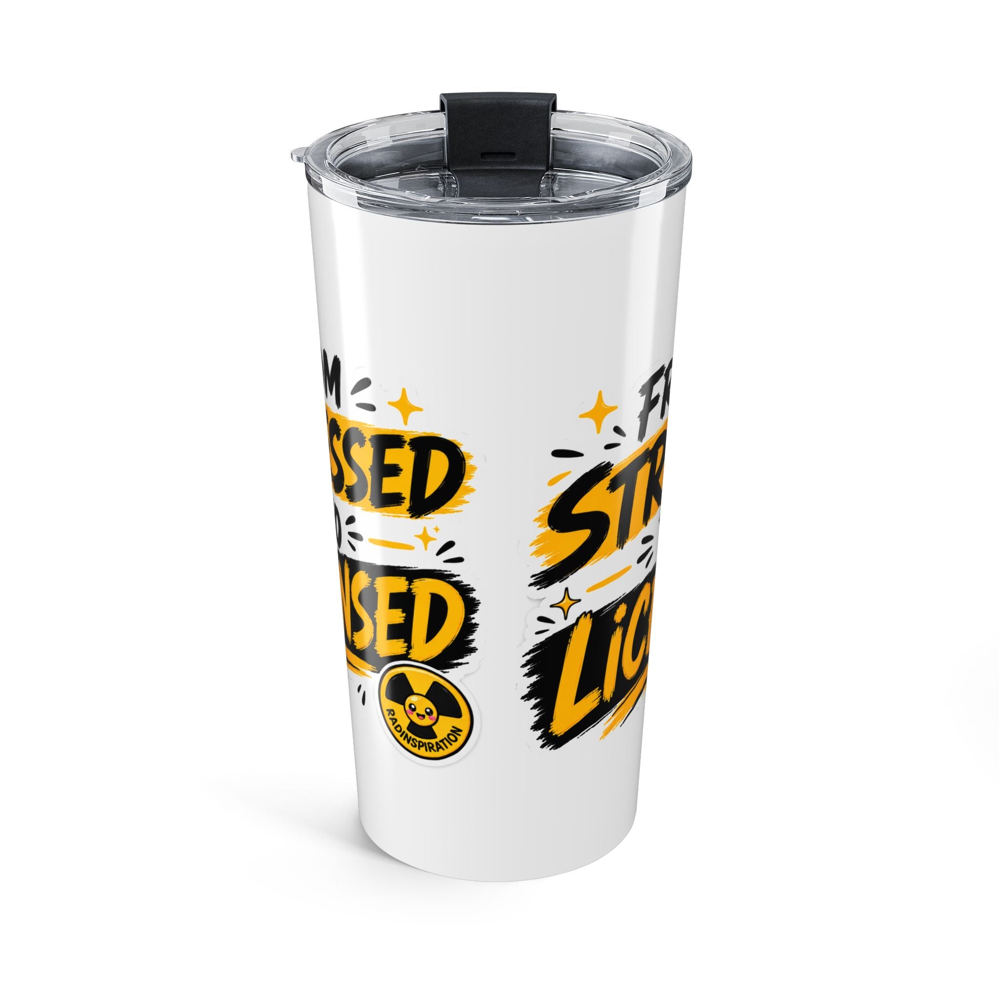 20oz Stainless Tumbler — "From Stressed to Licensed" Travel Mug