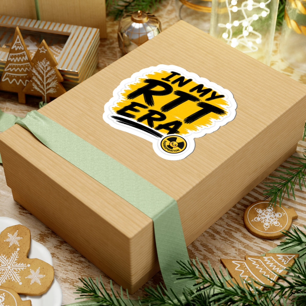 In My RTT Era Kiss-Cut Sticker — Bold Yellow Retro Laptop Decal