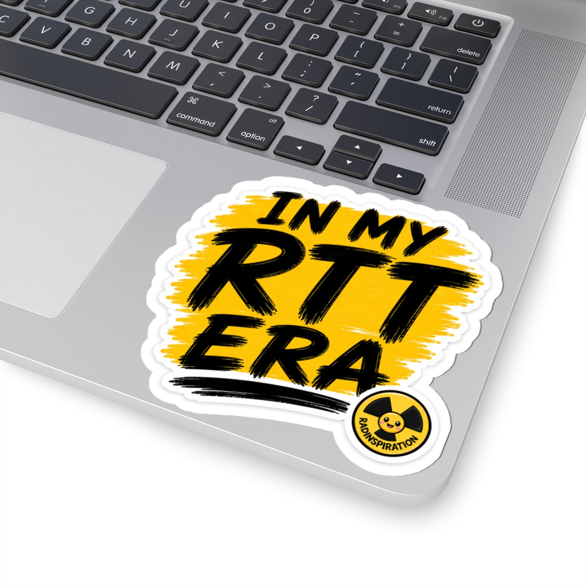 In My RTT Era Kiss-Cut Sticker — Bold Yellow Retro Laptop Decal