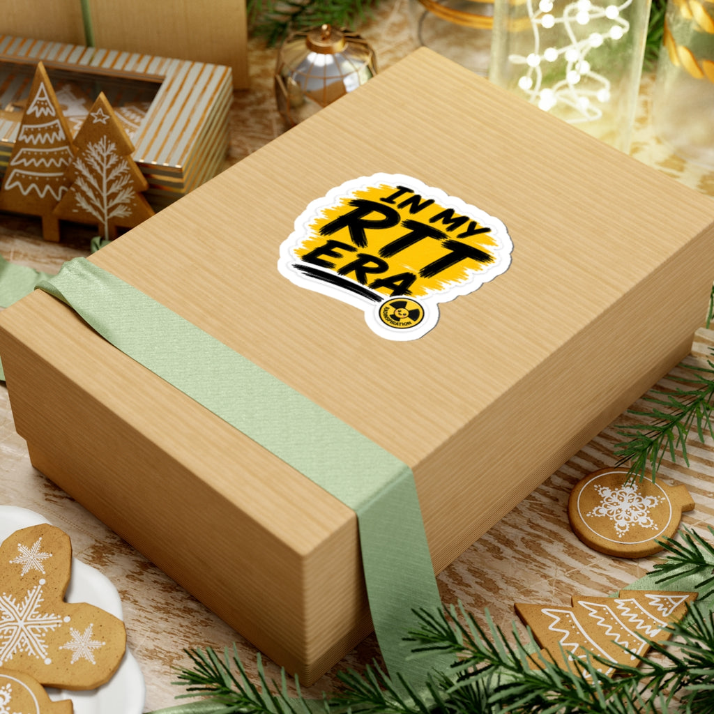 In My RTT Era Kiss-Cut Sticker — Bold Yellow Retro Laptop Decal