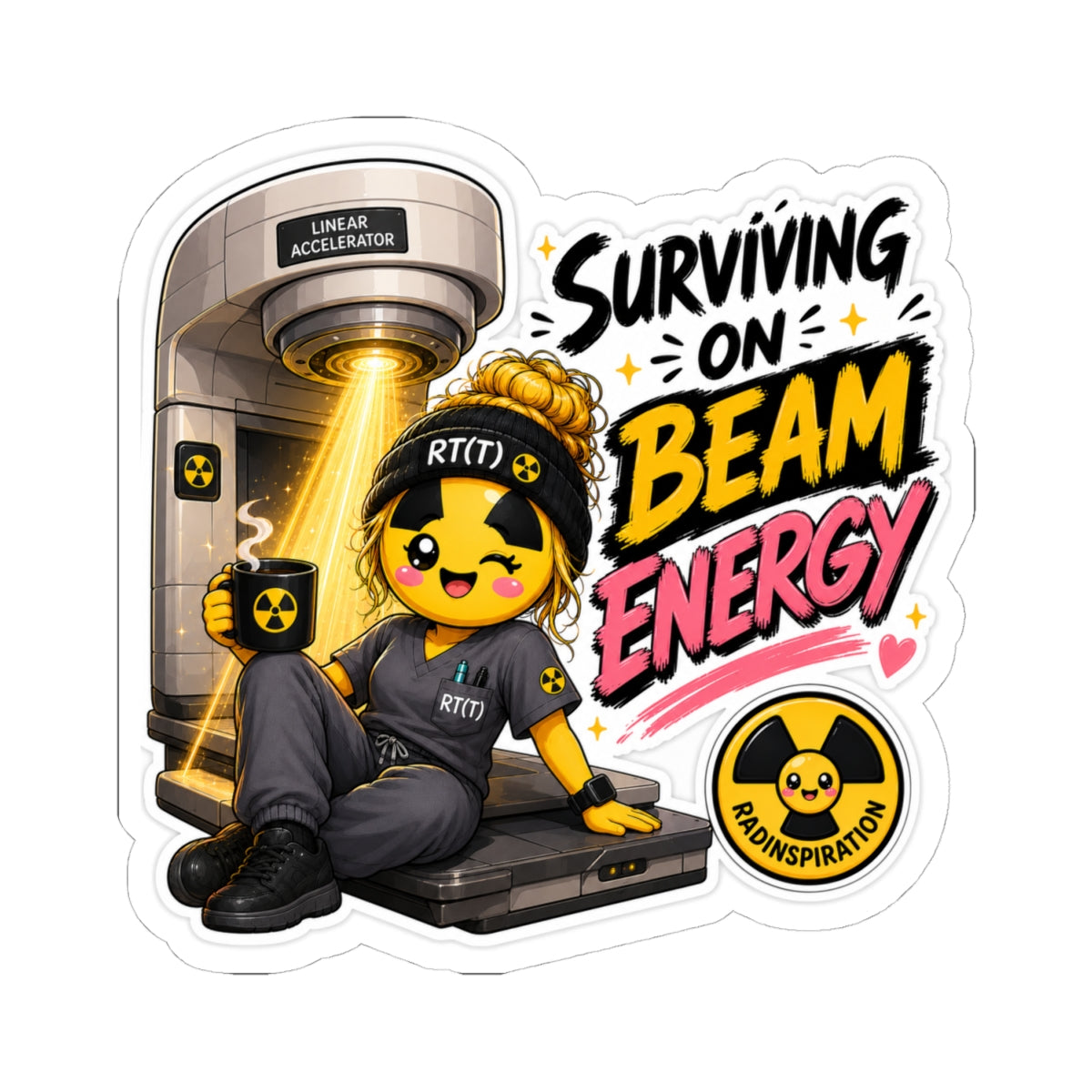 Surviving on Beam Energy Sticker — Cute Radiation Vector Kiss-Cut
