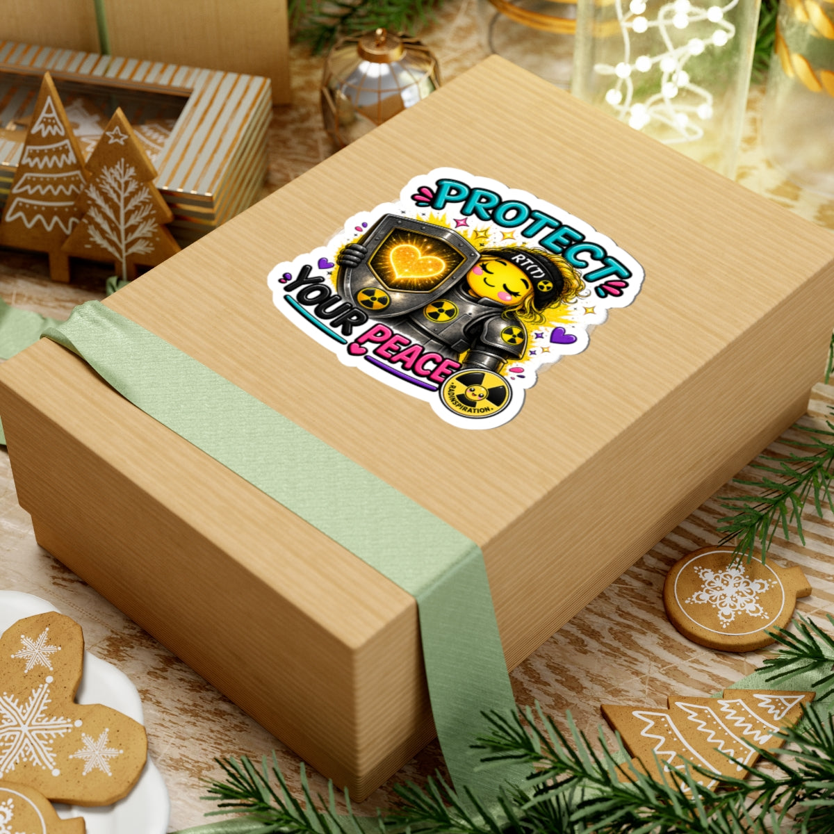 Protect Your Peace Sticker — Cute Armor Emoji Vinyl Kiss-Cut Sticker