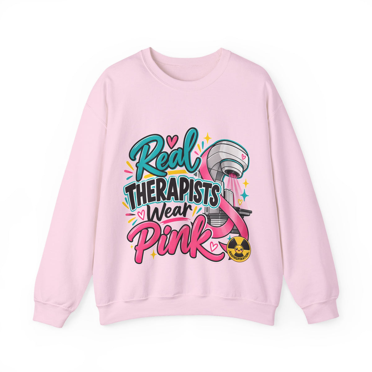 Therapist Crewneck — "Real Therapists Wear Pink" Breast Cancer Awareness Sweatshirt