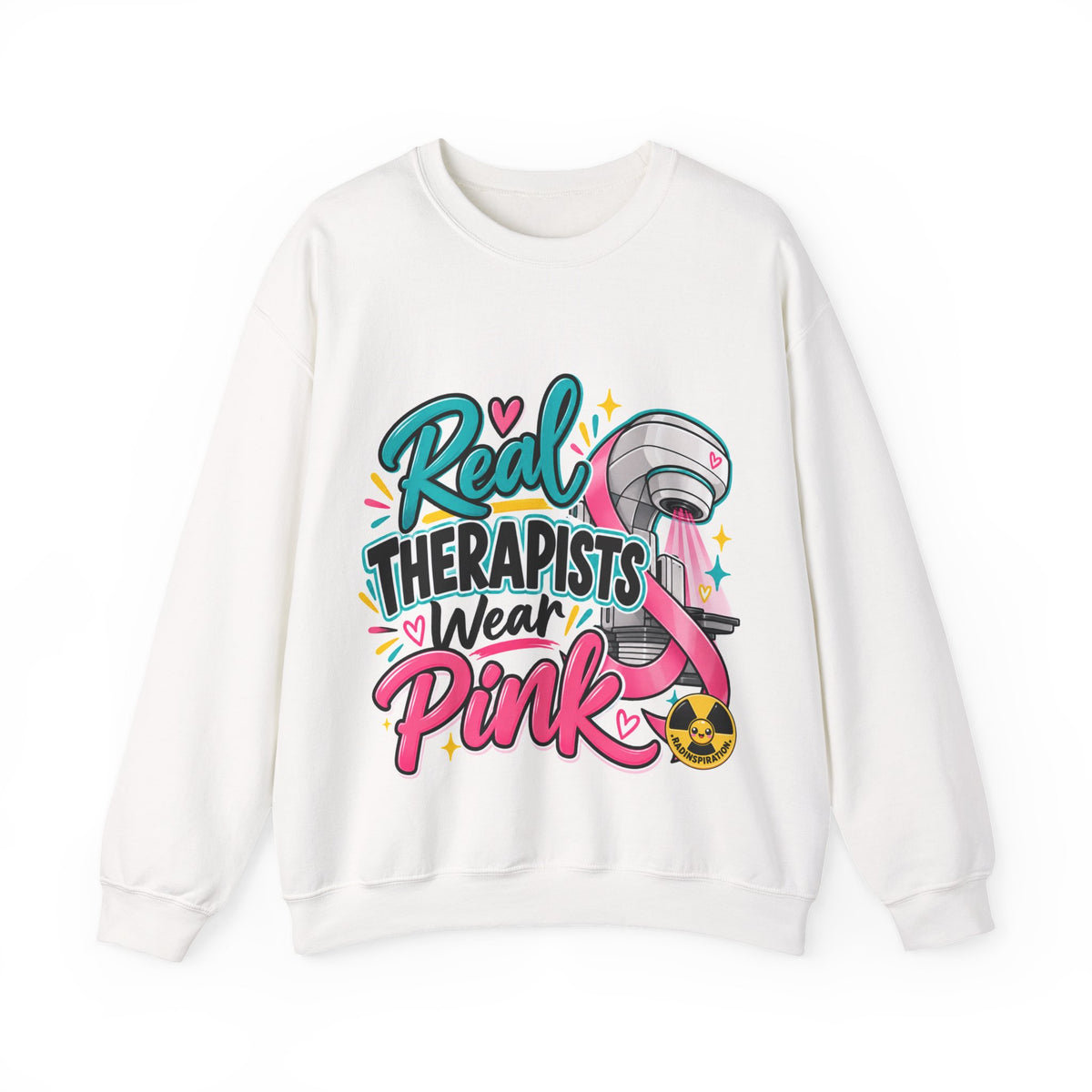 Therapist Crewneck — "Real Therapists Wear Pink" Breast Cancer Awareness Sweatshirt