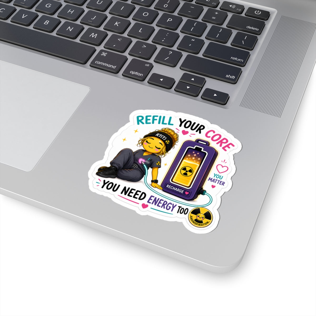 Kiss-Cut Sticker — "Refill Your Core" Cute Recharge Design