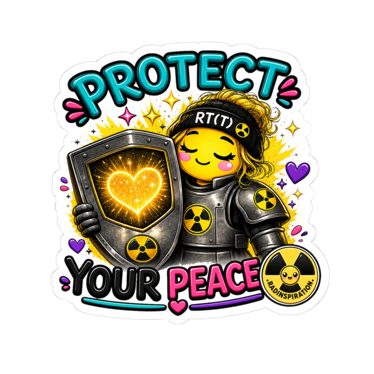 Protect Your Peace Sticker — Cute Armor Emoji Vinyl Kiss-Cut Sticker