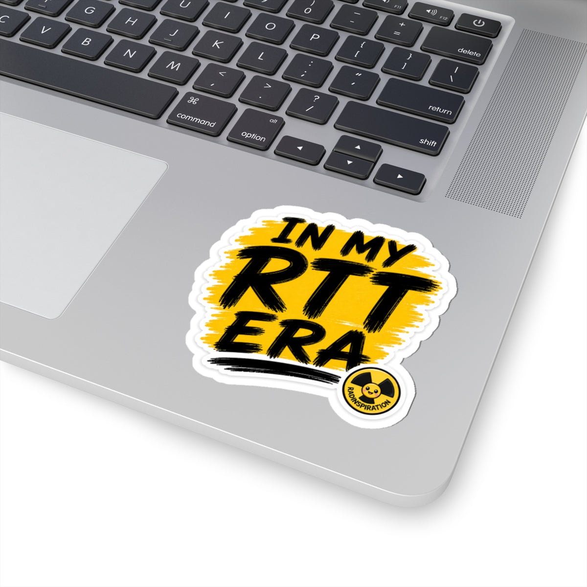 In My RTT Era Kiss-Cut Sticker — Bold Yellow Retro Laptop Decal